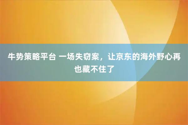 牛势策略平台 一场失窃案，让京东的海外野心再也藏不住了