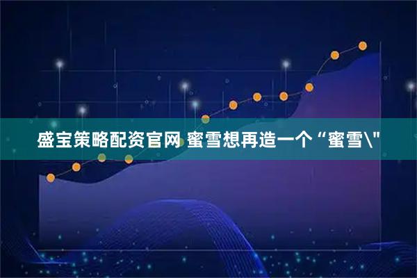 盛宝策略配资官网 蜜雪想再造一个“蜜雪